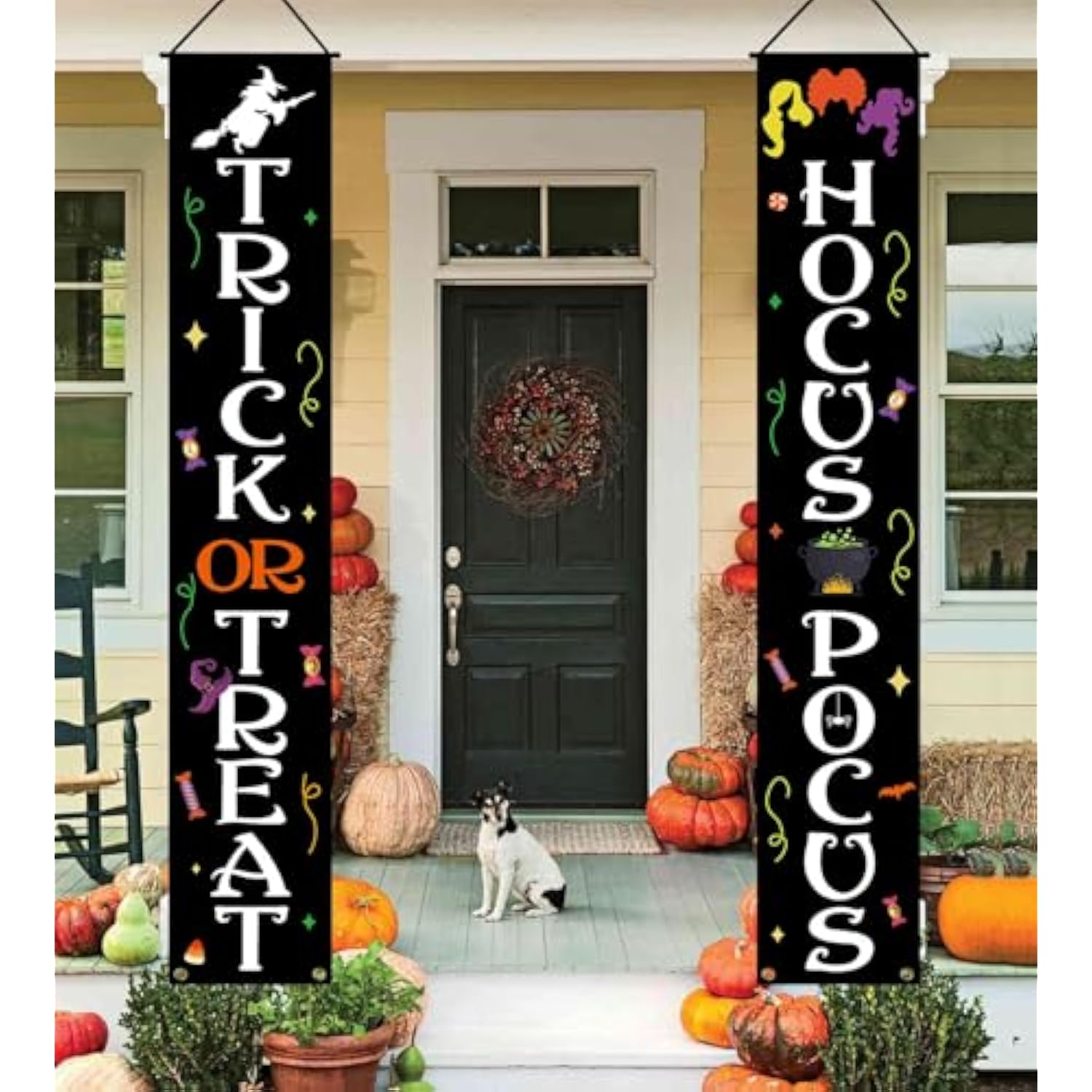 Halloween Decorations Outdoor Trick or Treat Happy Halloween Banner Porch Sign Decor