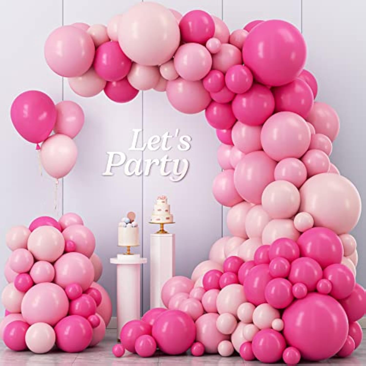 Pink Balloon Garland Arch Kit, 109Pcs Hot Pink Latex Pastel Pink Balloon, 18 12 10 5 Inch Latex Balloons For Wedding Birthday Princess Theme Bridal Baby Shower Bridal Shower Party Decorations