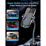 Cup Phone Holder For Car [Upgraded Adjustable Gooseneck & Firmly Stable] Car Phone Mount Cell Phone Automobile Cradles For Iphone 16 And All 4-7 Inches Smartphone(Black)