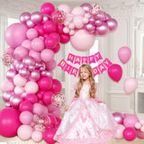 147pcs Pink Balloon Garland Kit with Metallic, Confetti Balloons for Wedding & Baby Shower