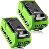?2Pack 40V 6.0Ah Replacemet Battery For Greenworks 40V Battery Lithium Battery 29472 29462 29252 20202 22262 Compatible With Greenworks Battery G-Max 40 Volt Cordless Chainsaw Tools (Green)