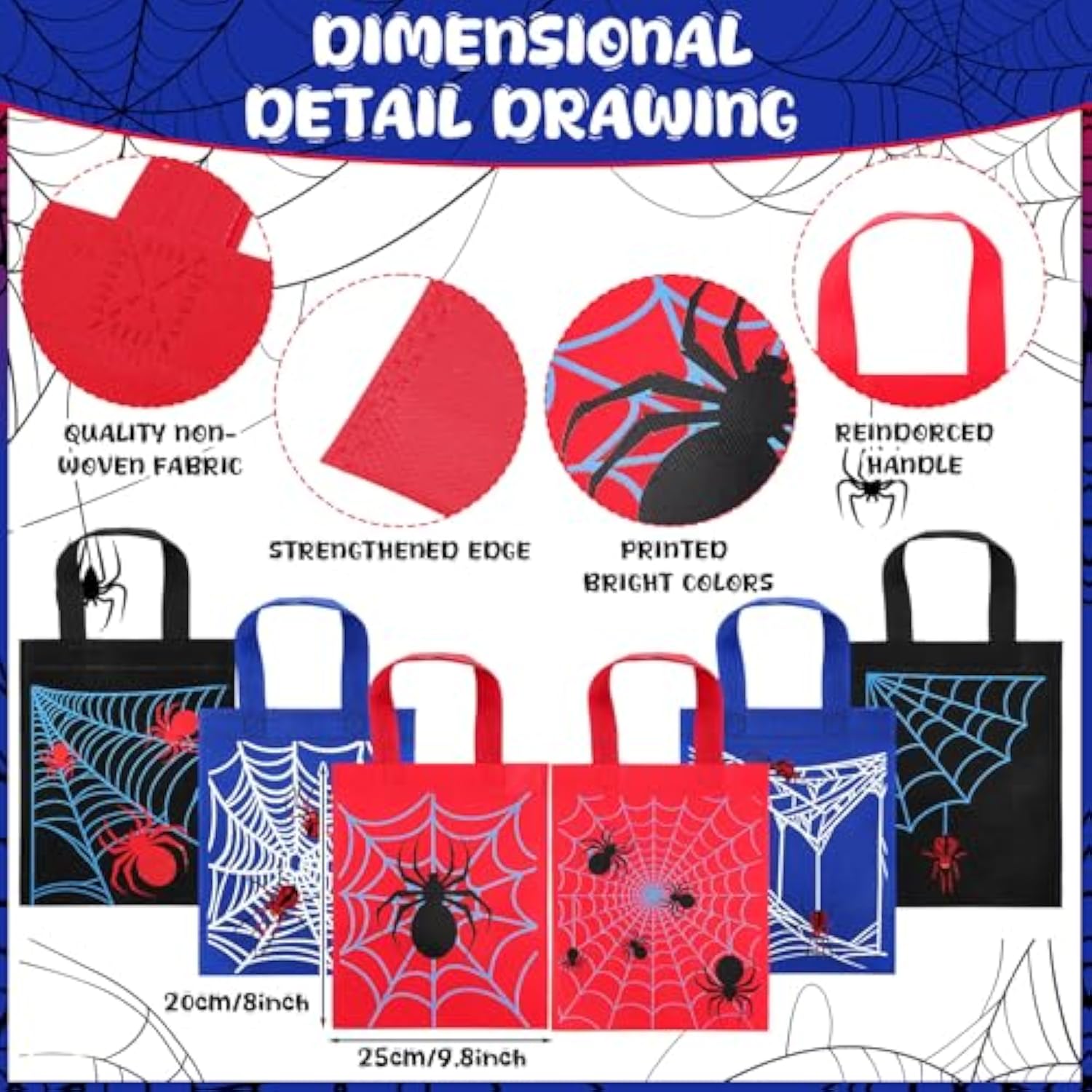 60 Pcs Spider Party Favors Include Spider Sunglasses, Web Gift Tote Bags, Slap Wristbands, Silicone Keychains And Blue Red Star Bubble Wands For Birthday Comic Hero Party Decoration