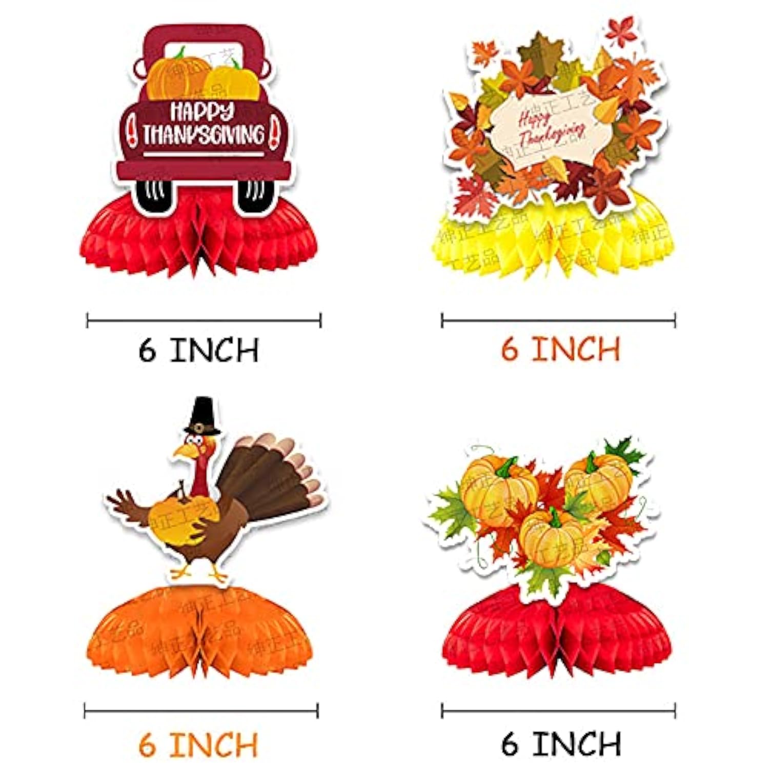 9Pcs Thanksgiving Day Honeycomb Table Centerpieces Pumpkin Turkey Mapl