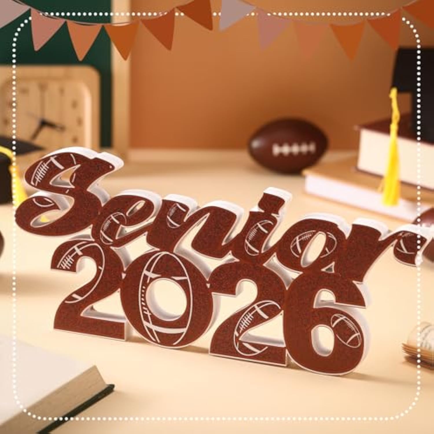 Football 2026 Senior Sign Photo Props Class Of 2026 Sign Senior Table Centerpieces For Party Supplies Football Classroom Decorations Sports Player Team Party