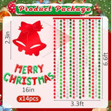 2-Pack Christmas Foil Fringe Curtains with Balloons, Bell Tinsel Party Backdrop