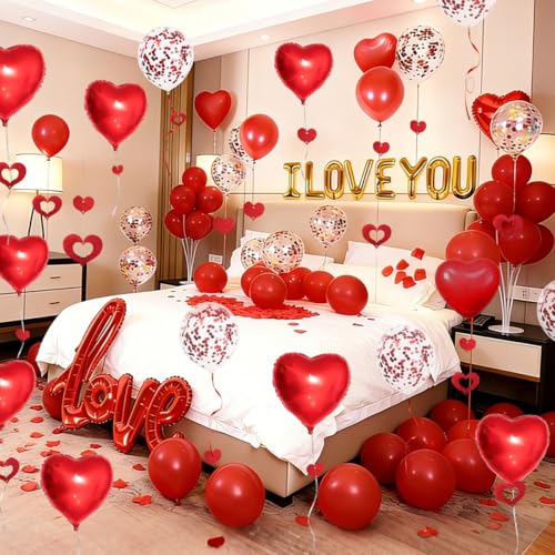Red Valentines Day Decorations Set, Romantic Anniversary Decorations