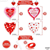 White & Pink Heart Shaped Foil Balloons 18 Inch, Pack of 12
