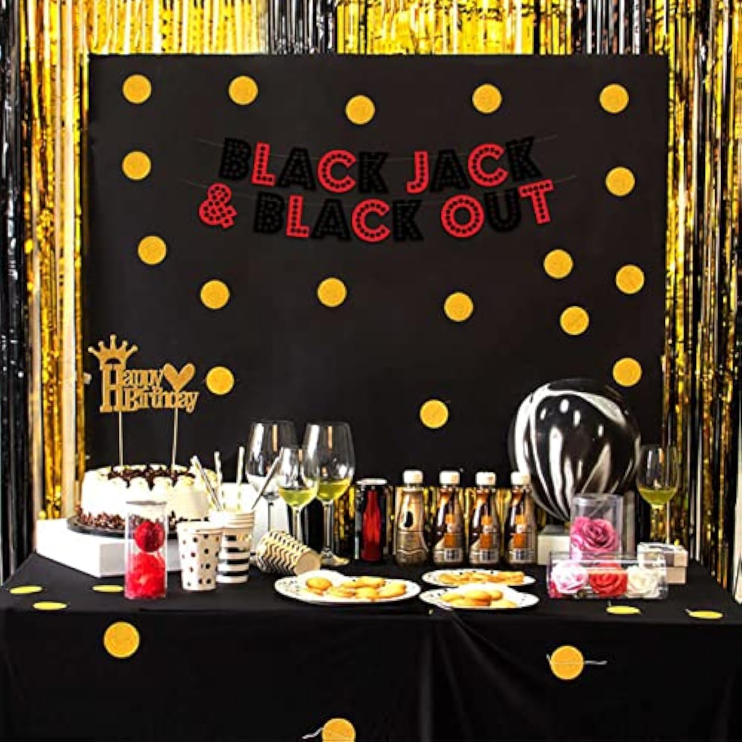 Las Vegas Birthday And Bachelorette Party Decorations – Casino Themed Glitter Banner – Monte Carlo Poker Night Garland, Favors And Supplies