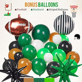 Football Balloon Garland Arch Kit Dark Green Brown Black Balloon Large Mylar Starburst For Sport Theme Super Bowl Touch Down Birthday Decorations
