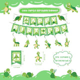 Cute Turtle Party Supplies - Birthday Banner, Hanging Swirls, Green Turtle Baby Cake Toppers, Balloons For Kids Animal Theme Baby Shower, Birthday Party Decors