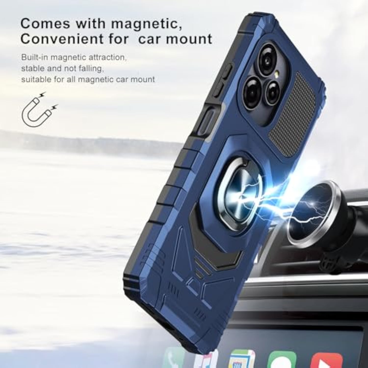 For Blu View Speed Ultra 5G Phone Case With Screen Protector,Dual Layer Military Grade Protection With Ring Stand,Slim Fit Rugged Shockproof Corner Silicone Case For Blu Speed Ultra B1660V Blue