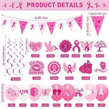 101 Pcs Breast Cancer Awareness Decoration Pink Ribbon Hanging Swirl
