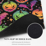 Black Pumpkin Mouse Pad Cute Colorful Halloween Bat Spooky Funny Design Mousepad For Desk Mat Pad Rectangular Washable Small Office Accessories Decor Computer Laptop Wireless Travel Decorative Gaming