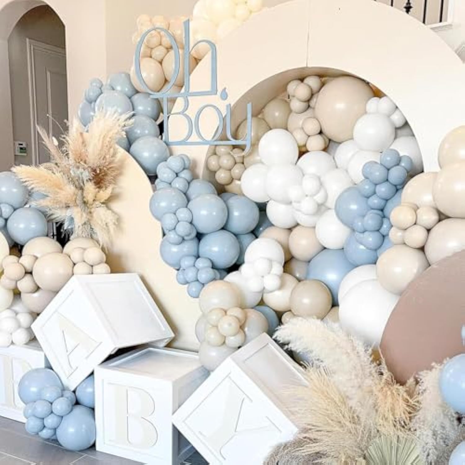 Double Stuffed White Sand Balloons Different Sizes 18In 12In 5In Light Grey Pastel Balloon Garland Kit Off White Balloon Arch For Birthday Baby Shower Bridal Wedding Neutral Boho Theme Party