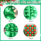 Metallic Green And Red Double Sided Square Foil Balloons Wall,19 Inches Foil Balloons Tunnel Arch Garland Kit For Bachelorette,Bridal Wedding,Birthday,Christmas Party Background Decoration