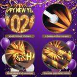 Gold Glitter Happy New Year 2026 Banner Fabric Backdrop 70.8x43.3In