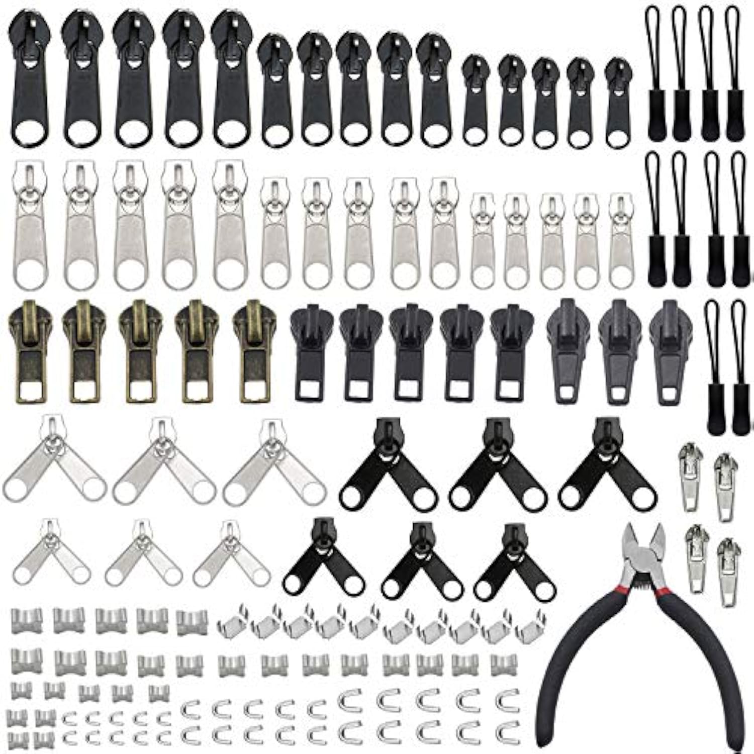 143 Pcs Zipper Repair Kit Zipper Replacement With Install Plier For Ba