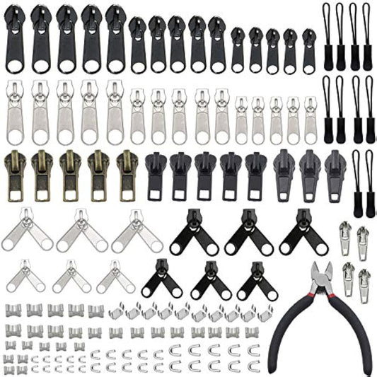 143 Pcs Zipper Repair Kit Zipper Replacement With Install Plier For Ba