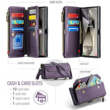 Wallet Case Compatible With Samsung Galaxy S24 Ultra 5G Rfid Blocking 10-Card Holder Soft Pu Leather Magnetic Snap Strap Zipper Pocket Phone Case Fit For Galaxy S24 Ultra - Purple
