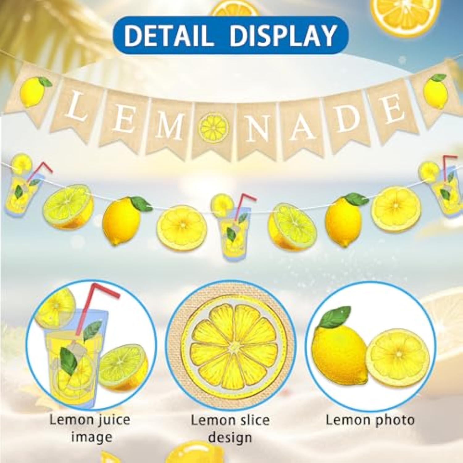 Lemonade Banner – Burlap Lemonade Stand Decoration With Lemon Garland For Summer Lemon Party, Bridal Shower, Lemon Theme Birthday, Farmers Market, And Lemon Decor