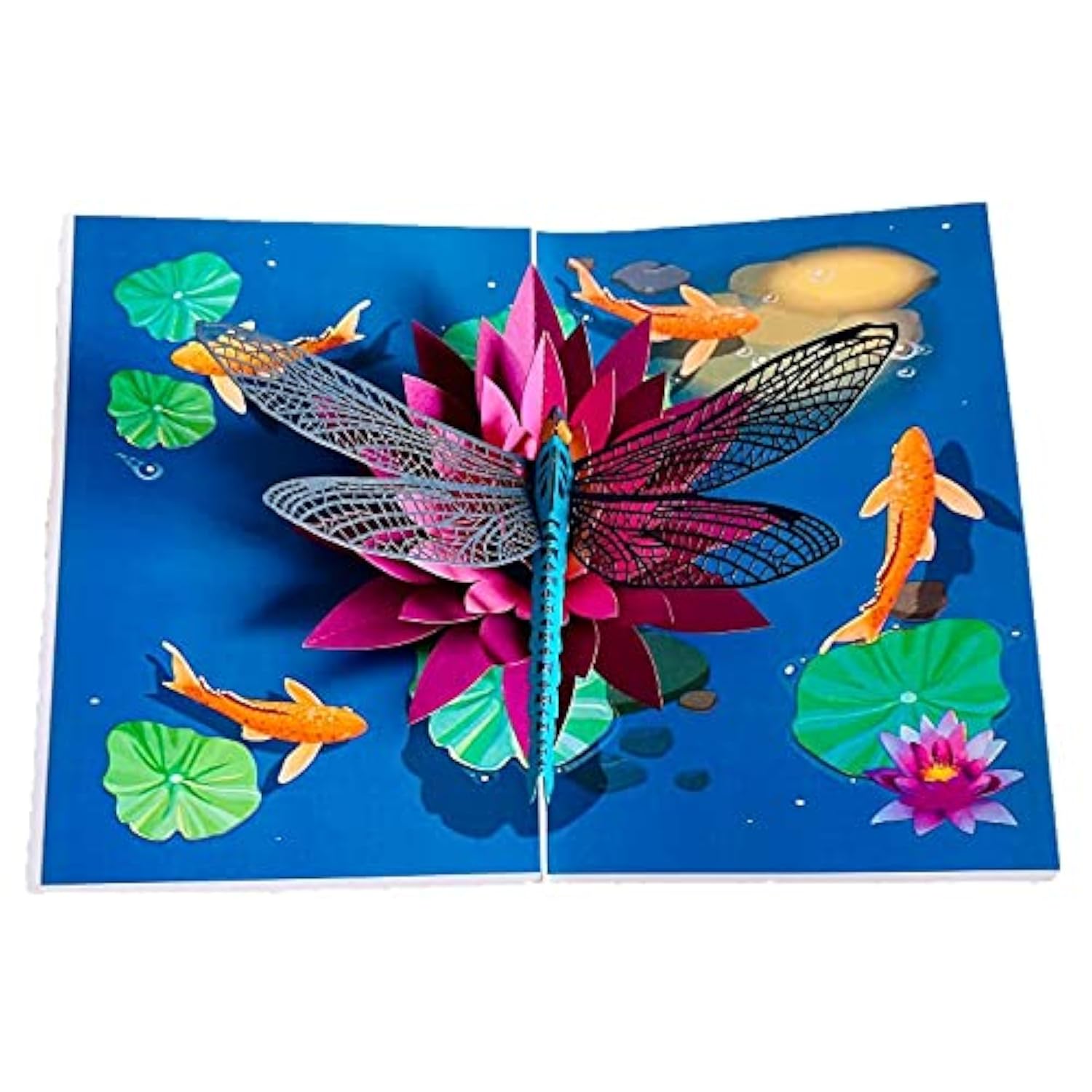 3D Flower Birthday Pop Up Card, 3D Water Lily And Dragonfly Card For Girlfriend, Wife, Mum, Grandma, Teacher'S Day, Mother Day, Anniversary, Thinking Of You, Thank You, F20
