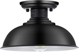 13 Inch Farmhouse Black Cage Ceiling Light Semi Flush Mount Fixture