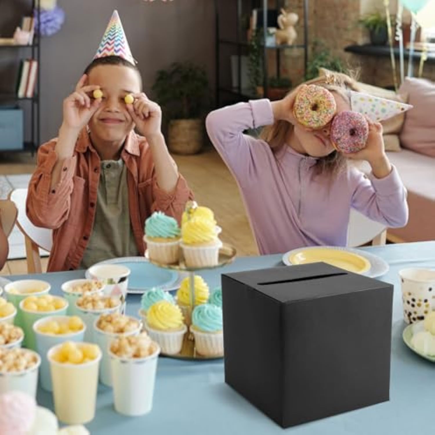 Black Card Box With Slot 9.1" Wedding Favor Gift Card Boxes For Reception, Parties, Birthday, Wedding Decorations, Retirement, Graduation Money Box Envelope Holder