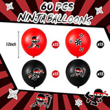 60 Pcs Red/Black Ninja Latex Balloons: Kid's Birthday Party & Baby Shower Decor