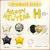 29pc Black & Gold Happy Birthday Balloon Set 16-Inch Letter Banner & Star Foils