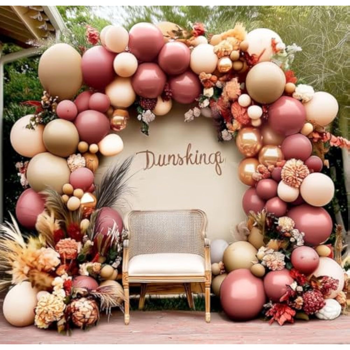 Dusty Rose Balloon Arch Kit: Blush, Nude, Mauve, Beige & Gold Garland