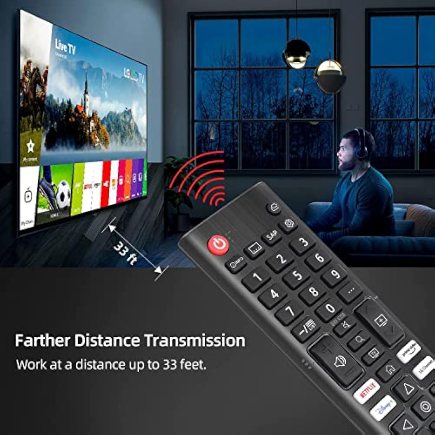 AKB76037601 OEM Replacement Universal Remote Control for LG LED OLED LCD Webos 4K 8K UHD HDTV HDR Smart TV with Prime Video, Disney Plus, Netflix, LG Channels Buttons