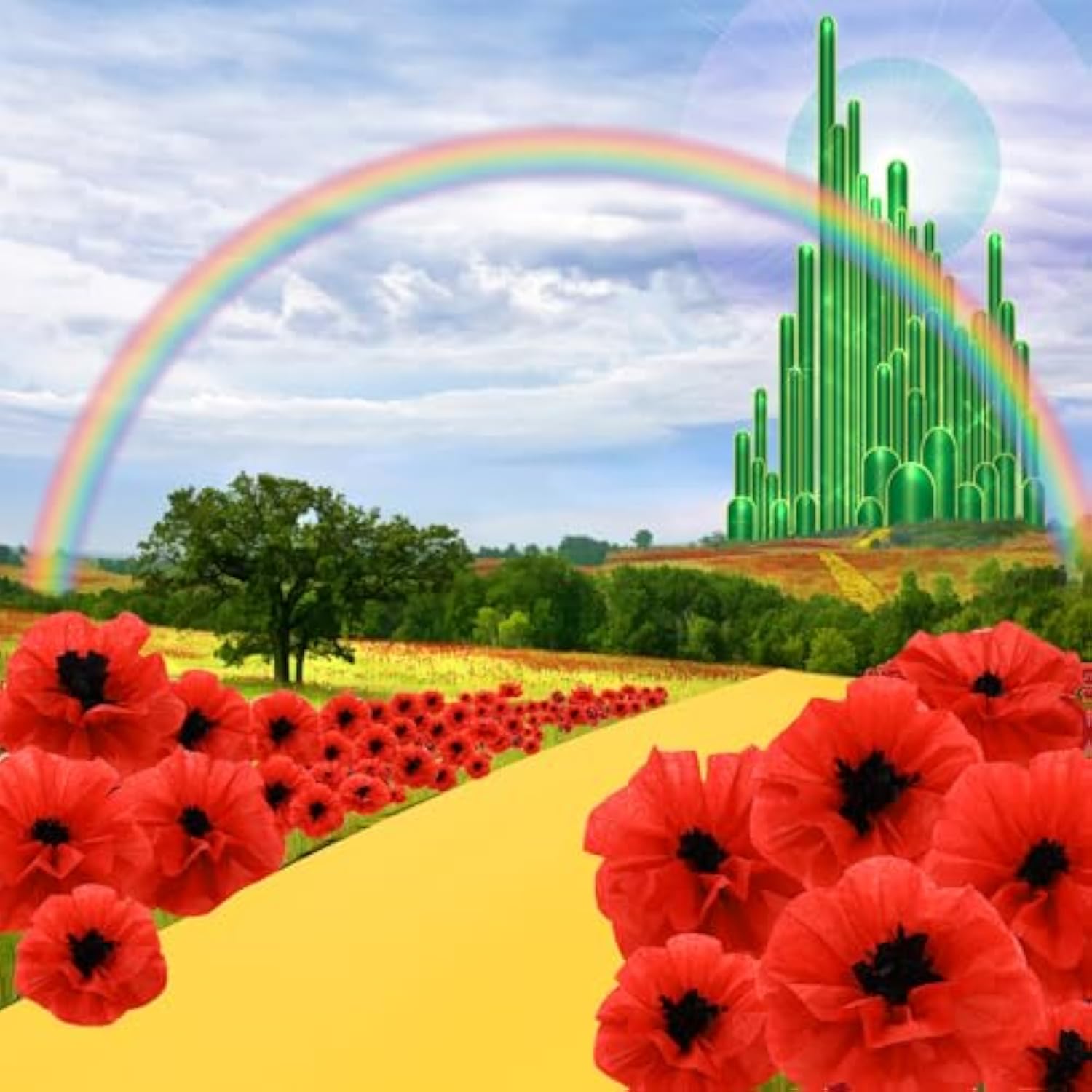 18 Pcs Halloween Artificial Red Poppy Flowers Large Poppies Fake Flowers For Wicked Birthday Veterans Day Carnival Back To School Party Backdrop (6,8,12 Inches)