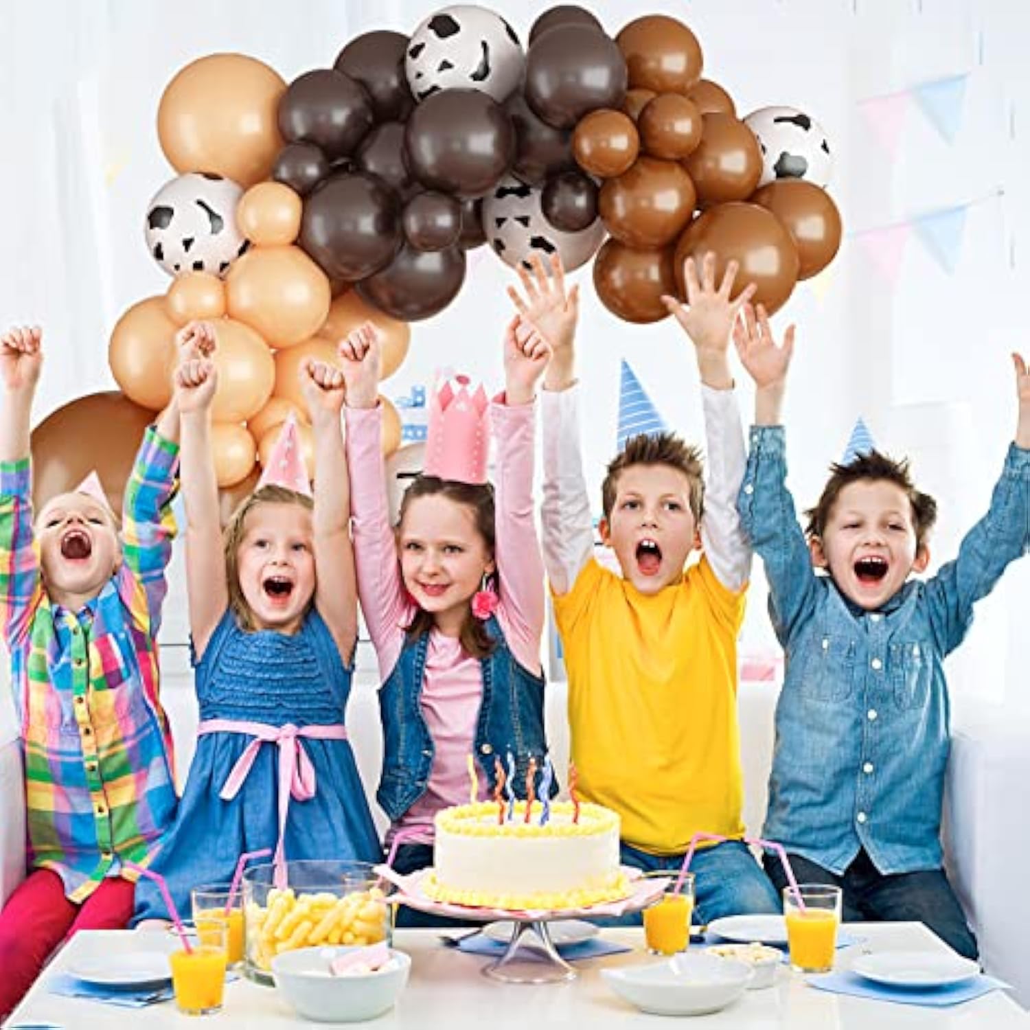 Cow Print Balloon Arch Kit: Brown, Nude, Apricot - Farm Party Decor