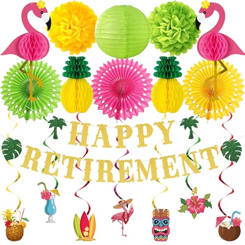Retirement Party Decorations Men Women, Tropical Hawaiian Themed