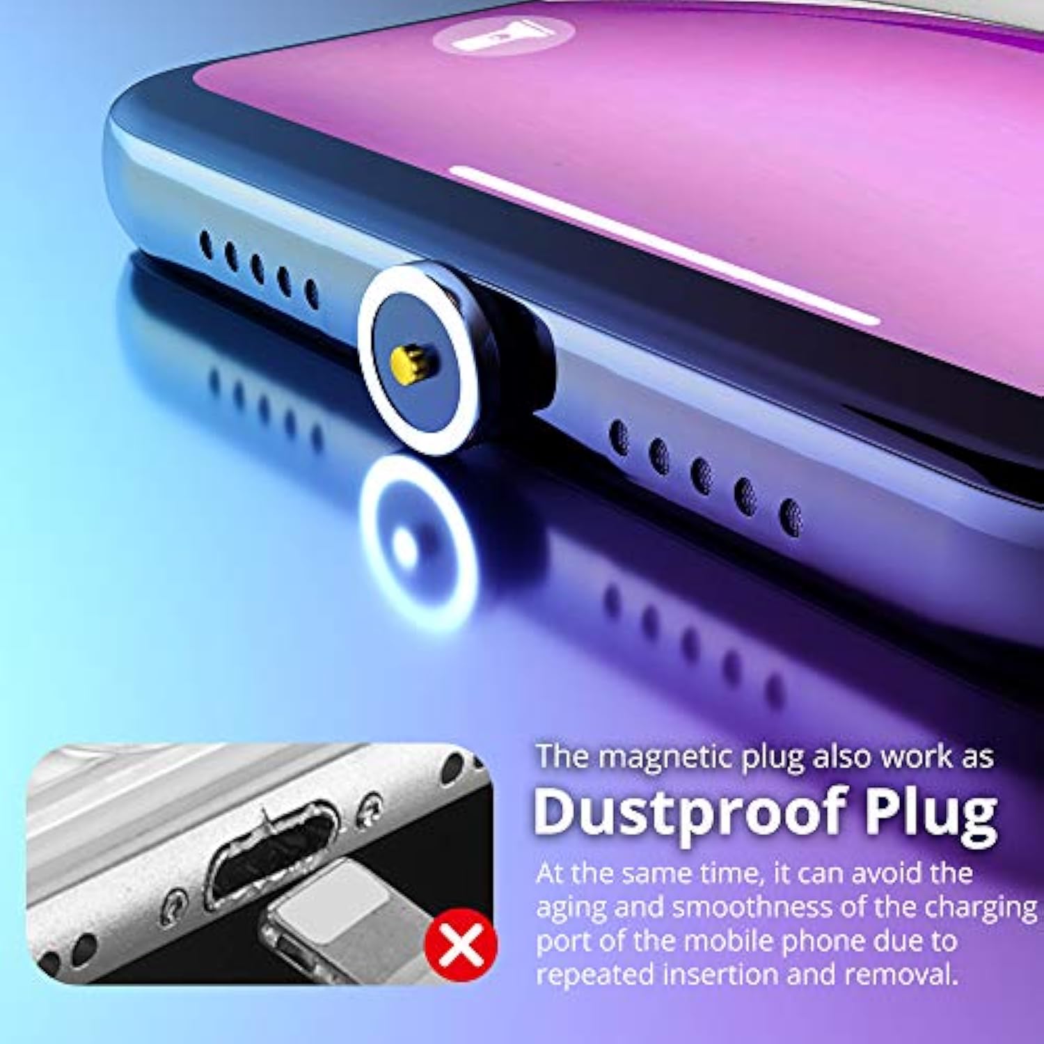 Magnetic Connector Tip Heads (5-Pack) Magnetic Adapter 360° Rotating Strong Magnetic Phone Cable Adapter For Lproduct Device