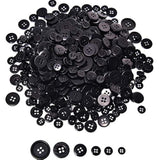 600 Pieces Christmas Black Assorted Sizes Buttons Round Resin Button S
