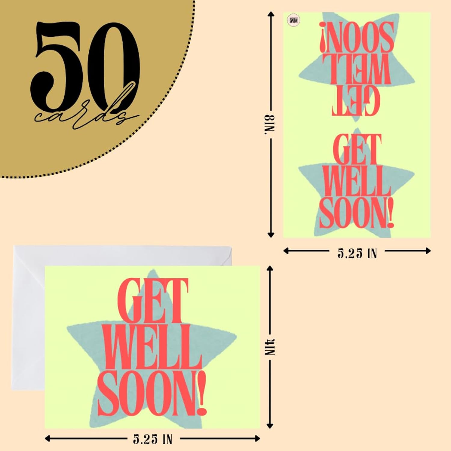 Premium Boxed Multi-Occasion Cards With Envelopes || 50 Count || 5 Modern Designer Prints || Stationery Set For Birthday, Thank You, Congrats, Get Well Soon, Love Notes || Usa