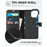 TUCCH Wallet Case for iPhone 12 /iPhone 12 Pro 5G, RFID Blocking Card Slot Stand [Shockproof TPU Interior Case] PU Leather Magnetic Protect Flip Cover Compatible with iPhone 12 Pro/12 6.1-inch, Black