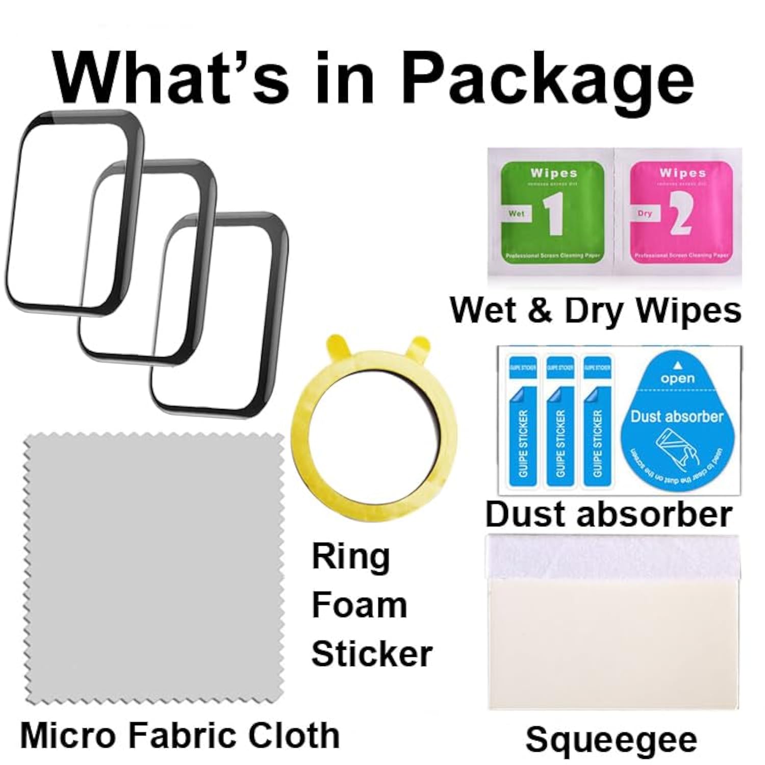 3D Screen Protectors Compatible With Bw02 Biggerfive 1.8” Smart Watch, 3 Pieces, Full Coverage, Anti-Shatter