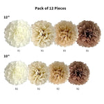 Brown Tissue Paper Pom Poms Khaki Caramel Party Decorations Ivory Beige Cream Earth Tone Boho Champagne Tan Flowers Wall Hanging Décor Supplies Rustic Neutral Birthday Baby Shower Wedding