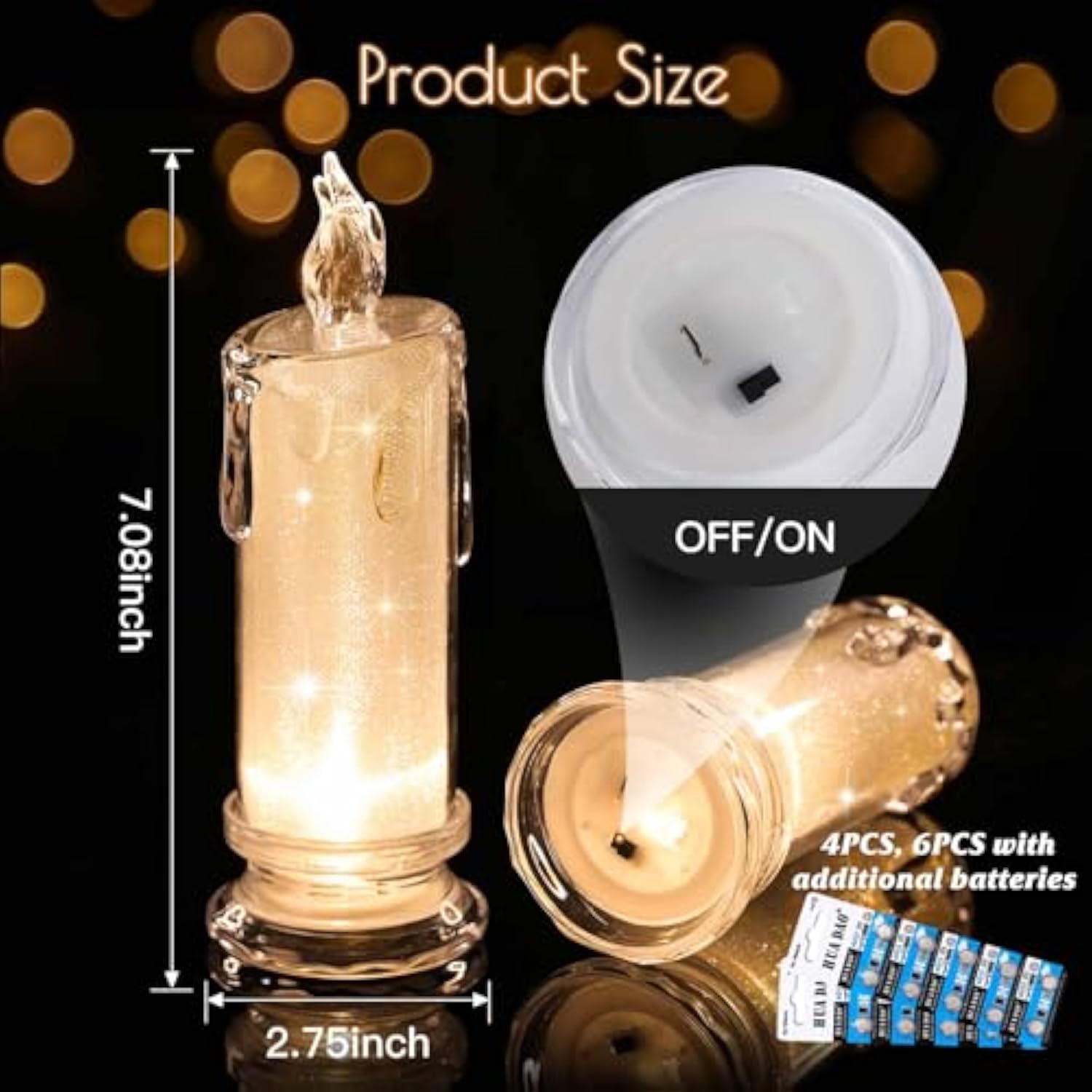 4Pcs White Led Candles (D:2.5" X H:7"),Flameless Pillar Candle,Battery Operated Candles/Fake Candle, Velas Artificiales Para Decoracion For Valentine Wedding Ramadan Christmas Decorations