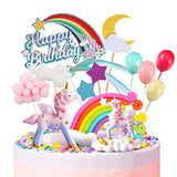 Unicorn Cake Topper Kit Sculptures, Rainbow, Banner, Clouds, Balloons & Stars