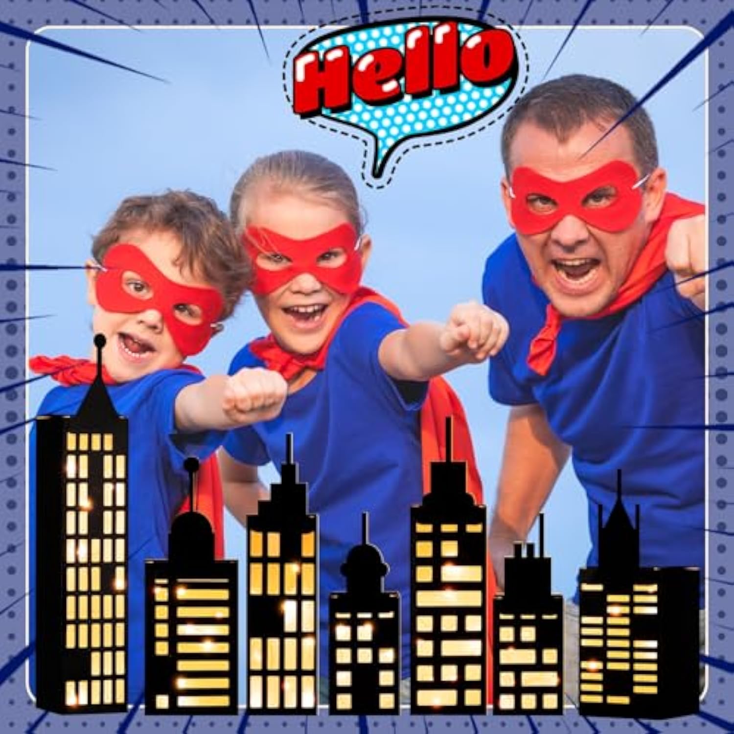 15 Pcs Hero Party Favor Boxes Skyscraper 3D City Box Skyline Buildings Heroes Candy Goodies Boxes Hero Theme Centerpiece Decorations Birthday Party Supplies(Warm)