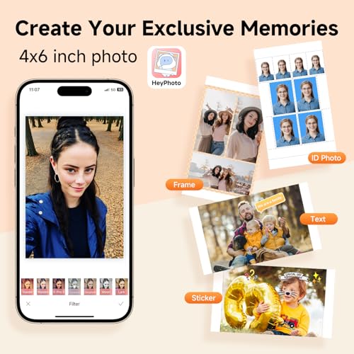4X6 Photo Printer, Full Color Instant Photo Printer For Phone/Laptop/Macbook/Home Use, Wi-Fi Connection, Thermal Dye-Sublimatio, Ar Video Printing, +108 Sheets Photo Paper & 2 Ribbons