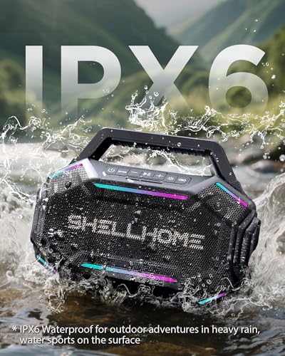 Bluetooth 6.0 Speakers Outdoor, 80W(Peak) Loud Speaker with Bass, 30H Playtime, IPX6 Waterproof, RGB Lights, BassUp 2.0, TWS, Portable Large Jobsite