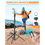 Phone Tripod, 86" Tall Tripod For With Flexible Gooseneck & Remote, Portable Aluminum Cellphone Stand For Selfies, Video Recording,Travel, Compatible With Android
