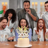 Welcome 2026 Cake Topper,Happy New Year 2026 Party Supplies,Happy New Year Cake Topper,New Year'S Eve,Christmas,Happy Holidays Party Decorations (Gold And Silver)