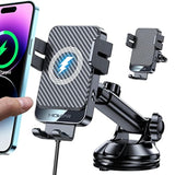 Wireless Car Charger, 15W Fast Charging Auto-Clamping Car Mount Universal Hands-Free Car Charger Mount For Dash Windshield Air Vent Compatible With Iphone 16 15/14/13/12, Samsung S23/S22/S21,Etc