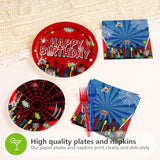 96Pcs Cartoon Spider Birthday Party Decorations Red Blue Spider Birthday Plates And Napkins Disposable Hero Paper Tableware Set For Kids Baby Shower Super Theme Party Supplies, Serves 24