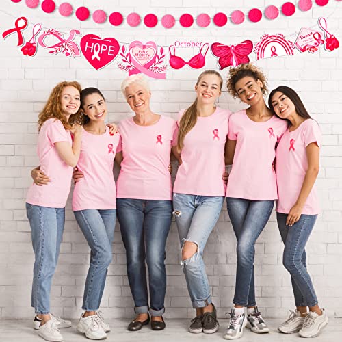 5 Pcs Breast Cancer Awareness Banner 118" Pink Ribbon